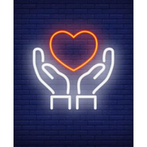 Neon Sign For Download Hands Holding Heart Glass Wedding Lights neon signboard Farol Neon Lights Neon Signs Store Wall Displays