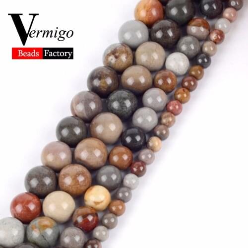 Wholesale Natural Minerals Stone Beads America Picasso Jaspers Round Loose Beads For Jewelry Making Diy Bracelet 4-12mm15"Strand