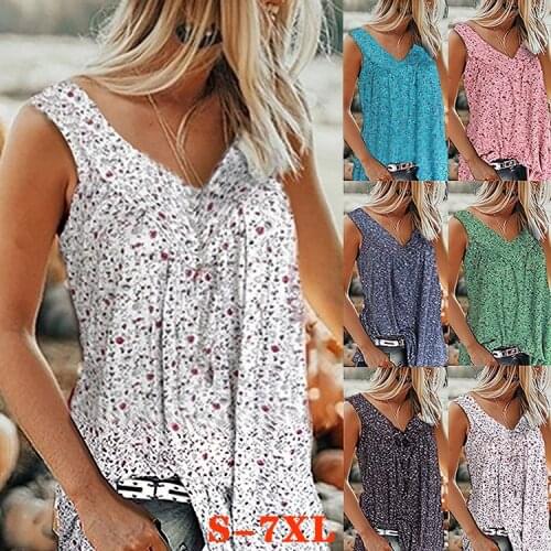 Plus Size T-Shirts For Women 4Xl 5Xl 6Xl 7XL womens summer T-Shirts floral sleeveless womens t-shirt Vintage Oversized T-Shirt
