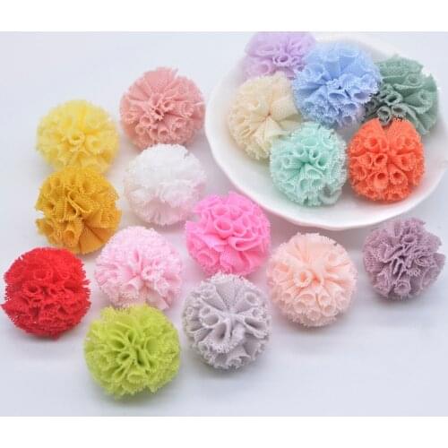 50Pcs/lot 25mm Colorful Elastic Mesh Chiffon Ball for DIY Baby Headdress Bow Accessories Handmade Kids Clothes Hat Crafts Decor