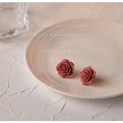 S925 Silver Needle Resin Rose Earrings Birthday Gift Earrings for Women Womens Accessories Womens Earrings K-pop Accessories
