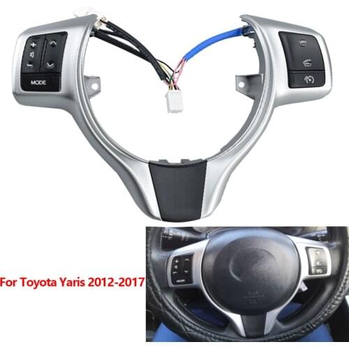 Silver&Piano black Steering Wheel Button For Toyota Yaris 2012-2018 Verso-S 2012-2014 Phone Control Volume Buttons