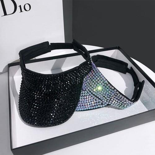 Empty Top Sun Hat Imitation Water Drill Sun Visor Empty Cap fashion Summer Visor Outdoor Sunscreen Cap Without Without Top