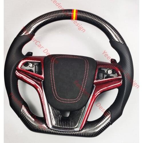 Cuatomized Gloss Carbon Fiber Sports Steering Wheel Alcantara Perforated Leather compatible for Chevrolet Malibu 2016-2020