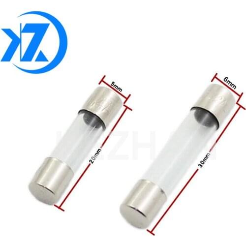 10pcs/lot One Sell 5*20mm 6*30mm Fast Blow Glass Tube Fuses 5x20 6x30 mm 250V 0.5 1 2 3 4 5 6 8 10 15 20 25 30 A AMP Fuse