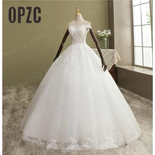 New style Pearls Boat Neck off shoulder beautiful wedding dress 2020 for wedding Vestido de noiva Bride robe de mariee Plus size