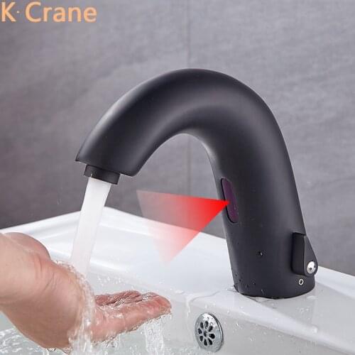 Rose Gold Infrared Motion Sensor Faucet Bathroom Smart Touchless Tap Hot Cold Mixer Black Kraan Basin Sink Automatic White Kraan
