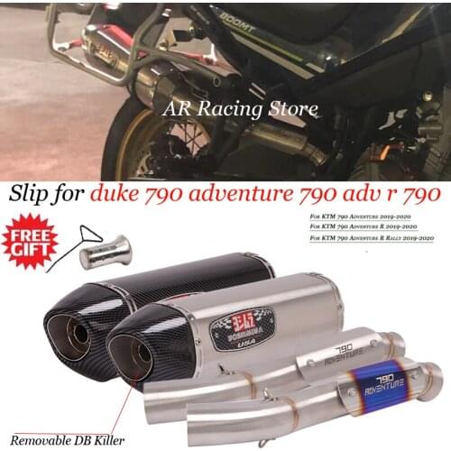 Slip for duke 790 adventure 790 adv r 790 Full System motorcycle exhaust muffler middle connection tube with anti-scald cover