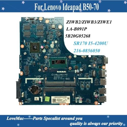 High quality FRU 5B20G05268 for Lenovo Ideapad B50-70 Laptop Motherboard ZIWE1 LA-B091P SR170 I5-4200U 216-0856050 100% tested