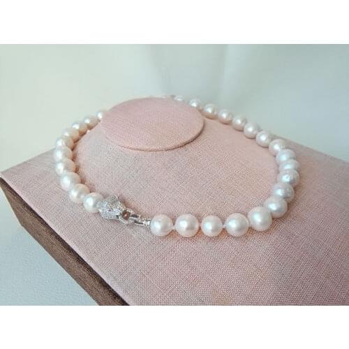 12-13mm South Sea White Cultured Baroque pearl Necklace Leopard clasp AAAAAA Free shipping