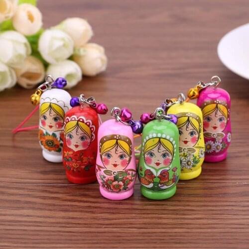 12pcs/set Russian Nesting Dolls Toy Wooden Doll Keychain Matryoshka Hand Painted Toys Handbag Keyring Hanging Ornaments Doll Toy
