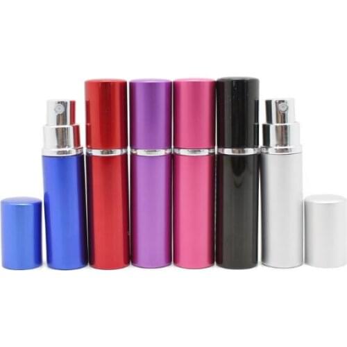 120Pcs/Lot 5-10ML Bright Multicolor Aluminum Perfume Spray Liquid Bottles Cosmetic Perfume Empty Travel Sub Bottle HA2482