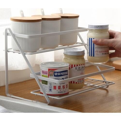 2-Tier Metal Kitchen Racks Spice Jar Storage Organizer Shelf