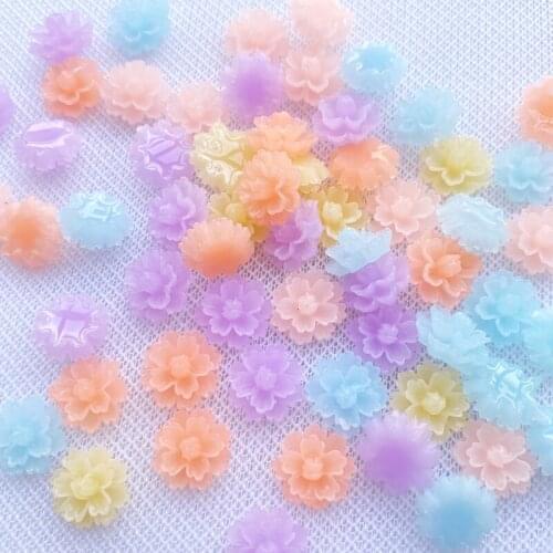 30Pcs Cute Mixed Mini flowers Resin Decoration Crafts Flatback Cabochon Scrapbook Kawaii DIY Embellishments Accessories D82