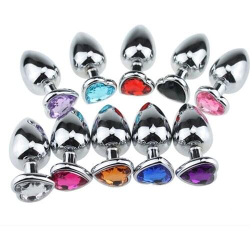 50PCS/lot Large Size Heart Shape Anal Butt Plug Metal Jewelry Booty Beads Love Plug Adult Sex Toy for Woman Men Erotic Product