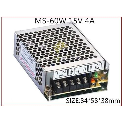 60W 15V 4A Compact Single Output Switching power supply for LED Strip light AC-DC Free Shipping