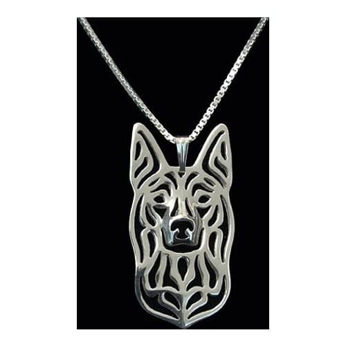 Australian Kelpie - Gold and silver pendant and necklace jewelry Simple abstract animal free ship 12pcs/lot