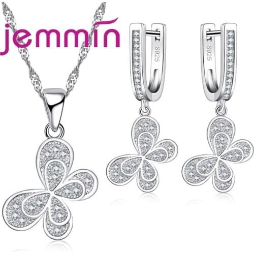 New Fashion 925 Sterling Silver Butterfly Jewelry Set for Women Girls Kid Jewelry Wild Animal Party Gift Free Shipping