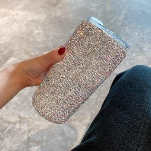 Sparkling water cup stainless steel coffee cup with cover hand in hand to take tumbler juice drink mug, girl lovely drinking set