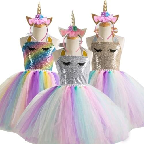 Unicorn Party Kids Dresses Girls Princess Dress Girls Clothing Child Girls Wedding Gowns Toddler Dress Fantasia Dress 2-10 Years