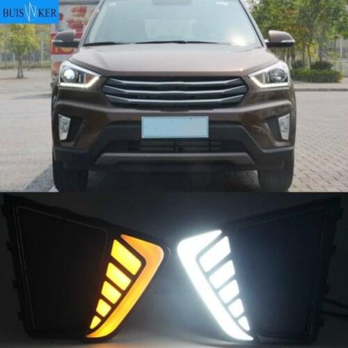 For Hyundai IX25 Creta 2015 2016 Front LED Daytime Running Light DRL Driving Fog Lamp Fog light Cover With Function Relay