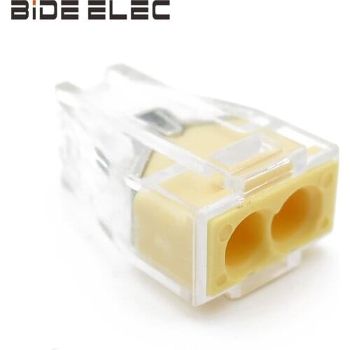 BIDE ELEC PCT-102 10PCS Yellow Push-In Compact Wire Wiring Connector 2 Pin Conductor Terminal Block With Lever 0.75-2.5mm2 CE UL