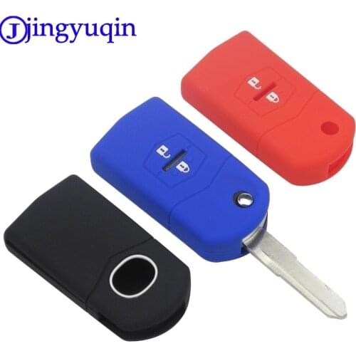 Jingyuqin Remote 2 Buttons Folding Flid Car Key Cover Case For Mazda 2 3 5 6 8 CX 5 CX-5 CX-7 CX-9 MX-5 ATENZA Axela Silicone