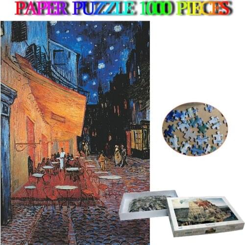 The Cafe Terrace 1000 Pieces Adults Puzzle Paper World Famous Oil Painting Jigsaw Puzzle 1000 Pieces Brain Trainer Puzzles Toys