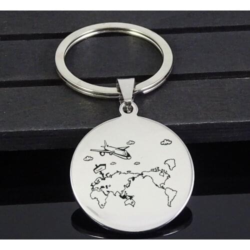 World Map Travel KeyChain Jewelry Cute Airplane Key Ring For Women Girl