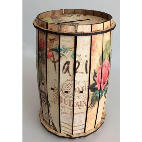 Barrel Money Box Piggy Bank Handmade Barrel Wood Safe Money Bank Paris