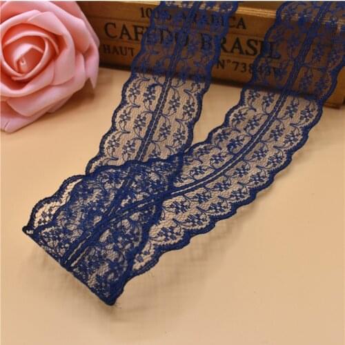 Beautiful 10Yards 45MM Width Dark blue Lace Ribbon DIY Decorative Lace Trim Fabric Wedding Birthday Decor Clothing Accessories