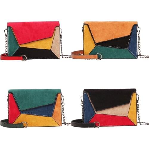 Retro Matte Patchwork Crossbody Bags for Women Messenger Bags Chain Strap Shoulder Bag Lady Small Flap criss-cross Bag