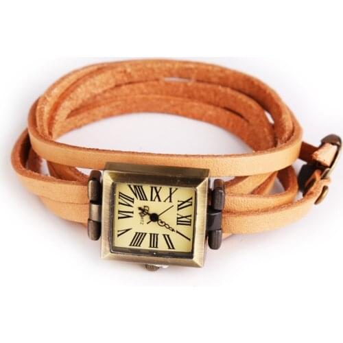 Fashion Genuine Leather Vintage Womens Quartz Watches Roma Style Watch Ladies Bracelet Watch Square Relogio Feminino Saat Gifts