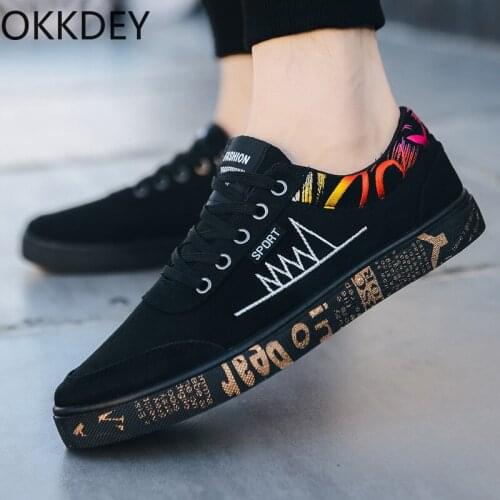 Okkdey 2020 spring autumn new mens flat shoes fashion mens comfortable breathable canvas shoes mens lace casual sneakers L512