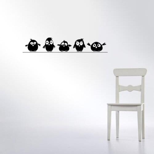 Lovely five birdies Wall Sticker kids rooms living room Background decoration Mural art Decals Cute bird stickers for Home Decor