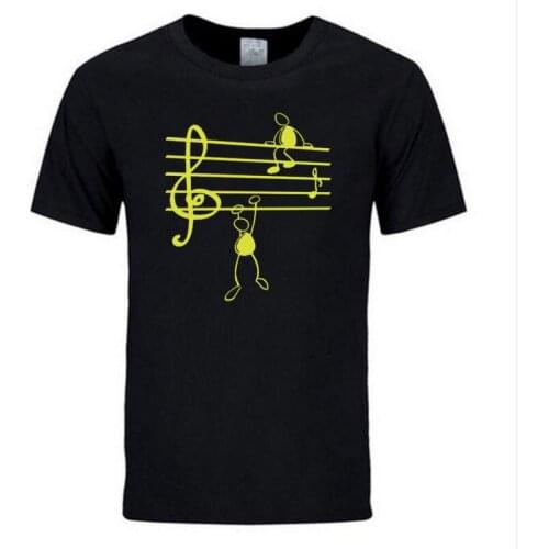 New Summer Novelty Music Notes Funny Print T-shirt Men Style Cotton Short Sleeve O-Neck T Shirt Funny Tee Mans Top Clothing