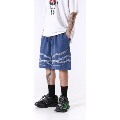 2021 New High Street Hip Hop Style Street Black Personality Dark Gothic Shorts Tide Brand Capris Men and Women Printed Shorts