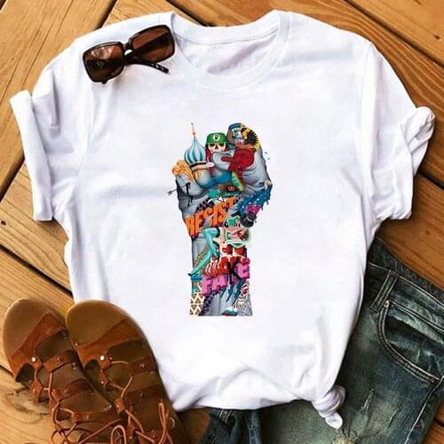 2021 New Summer Abstract Fun graphics Printed Ladies O-neck T-shirt Womens Tshirt Female Harajuku T shirt Womens Tops Clothing