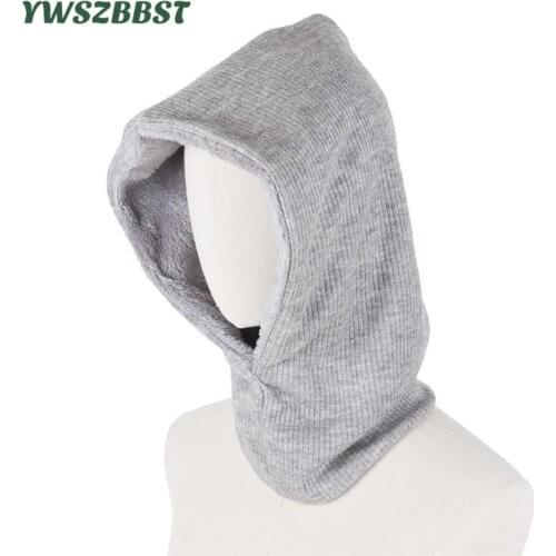 New Fashion Autumn Winter Hooded Hats for Women Men Crochet Velvet Women Hooded Scarf Collar Winter Men Beanies Cap Riding Hat