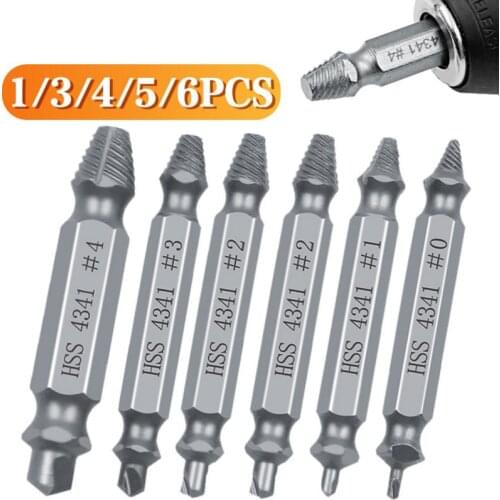 New 6pcs Damaged Screw Extractor Drill Bit Set Stripped Broken Screw Bolt Remover Extractor Easily Take Out Demolition Tools