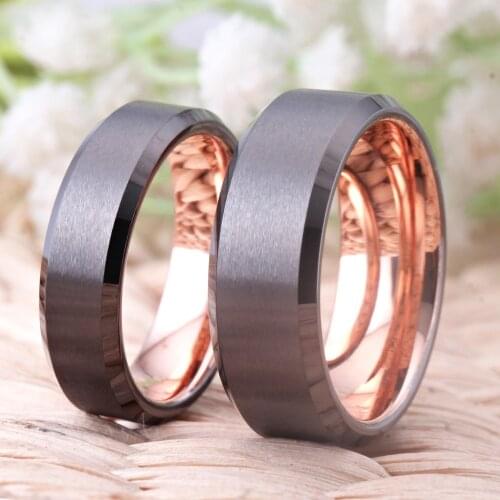 6MM/8MM Gunmetal Color Wedding Band Engagement Ring Brushed Finished Comfort Fit Anniversary Gift Rings
