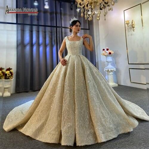 Straps beading wedding dress princess bridal dress real sample