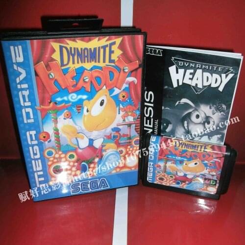 Sega MD game - Dynamite heady with Box and Manual for 16 bit Sega MD game Cartridge Megadrive Genesis system