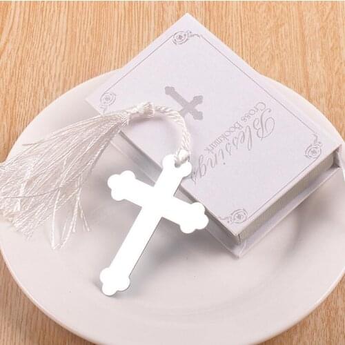 Silver Blessings Cross Bookmark with Tassel Wedding baby shower party favors gifts LX4446