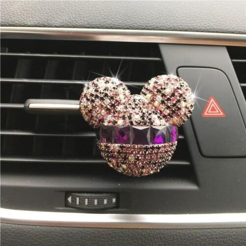 Rhinestone Mouse Head Car Perfume Clip Ladies Accessories Diamond Grain Fragrant Car Perfume Ointment Air Outlet Aromatherapy