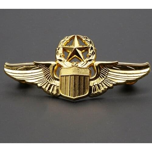 U.S. AIR FORCE USAF AVIATOR COMMAND PILOT METAL WINGS BADGE PIN BROOCH GOLD