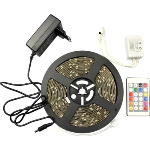 Long life 2pcs/lot 5M 5050 30IC/m RGB LED strip WS2811 IC white PCB Waterproof LED light DC12V + Power Adapter + Controller