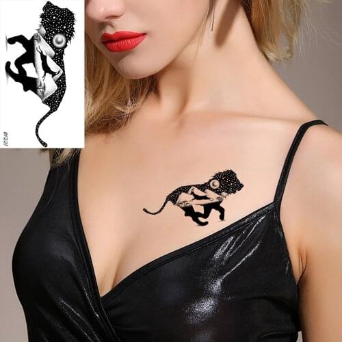 Fake Waterproof Galaxy Black Lion Hill Temporary Tattoos Stickers Small Moon Men Tattoo Body Arm Art Painting Custom Tatoo Paste