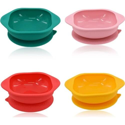 W3JF Baby Silicone Dinner Suction Cup Bowl Non-Slip Learning Feeding Dinnerware Sucker Dishes Plate Tableware