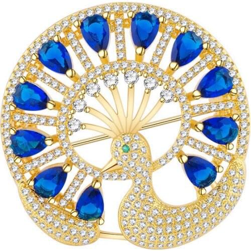 MADALENA SARARA Cubic Zircon Peacock Brooch Full Stone Inlaid High Quality Women Suit Jewelry Brooch